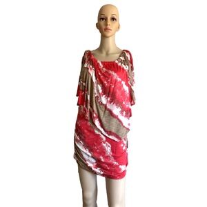 Vtg Belle Gray L Rinna Women's S - M Dress Ruched Bodycon Romantic Fairy Stretch